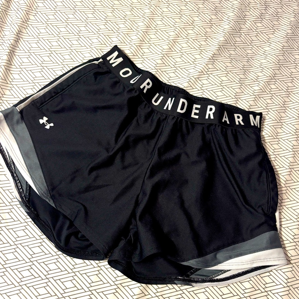 UnderArmor running shorts , Size SM, Black//Grey//White, with UnderArmor Trim